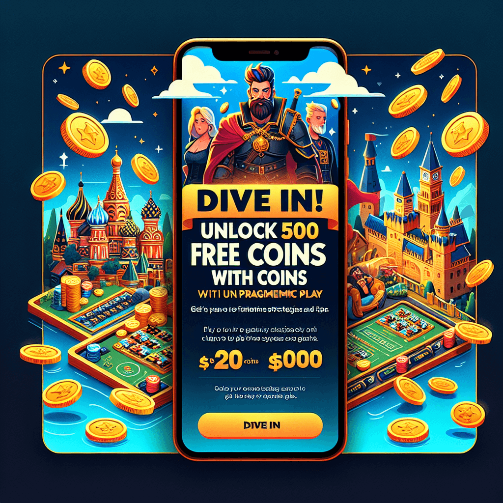 CTA for Pragmatic Play's 500 free coins offer
